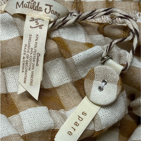 Matilda Jane Annabelle Plaid Boho Top White Tan Gingham Size S - Picture 7 of 9
